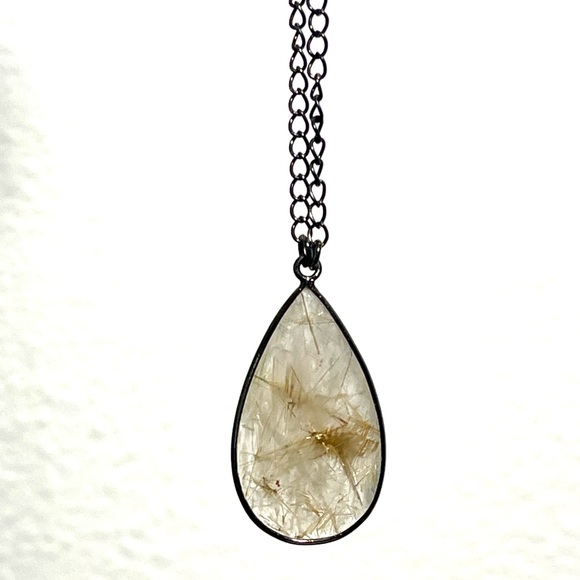Sterling Silver Rutilated Quartz Necklace Pendant 925 - Picture 4 of 5